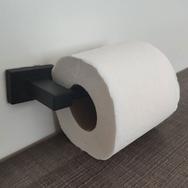 Conjunto Suporte Porta Toalha para Banho e Papeleira Porta Papel Higiênico de Parede Eco Preto