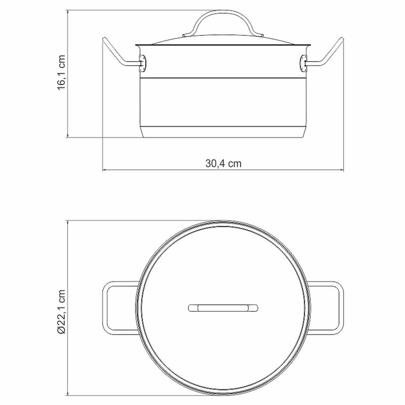 Jogo de Panelas Tramontina Professional Inox Fundo Triplo 5pçs Caçarolas Frigideira Cozi-Vapore