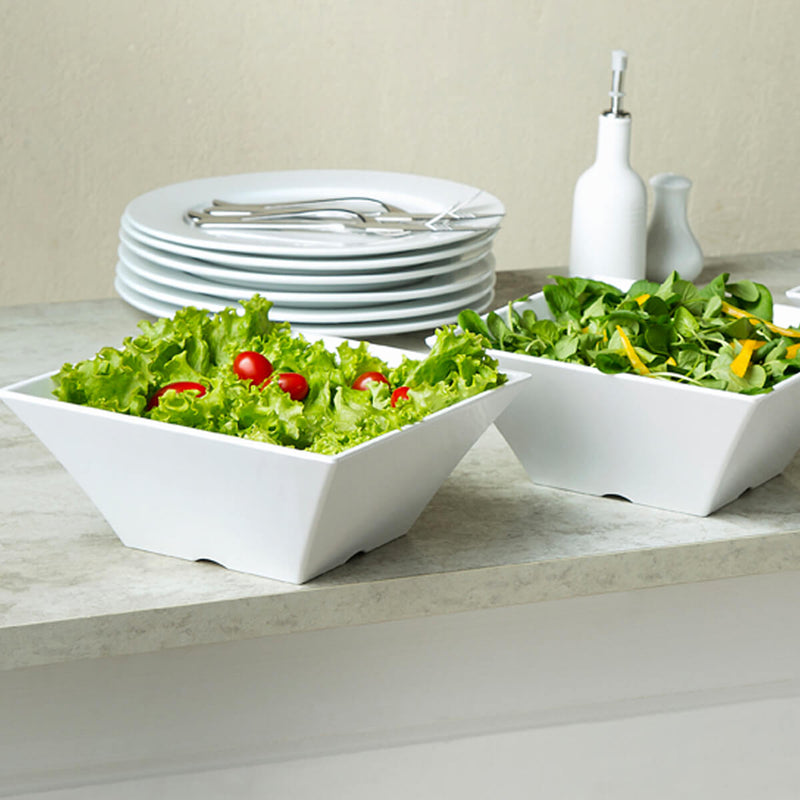 12 Saladeiras Square 2,3L Melamina Branca Pote Para Salada Haus