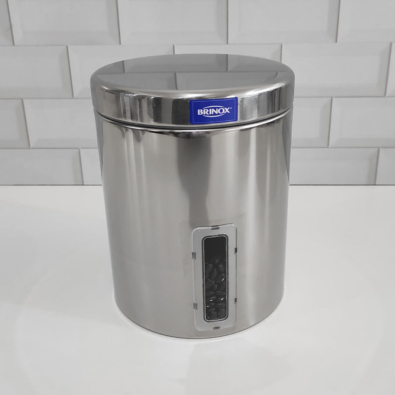 Conjunto de Potes 5 Peças Porta Mantimentos Inox com Visor com Tampa Brinox