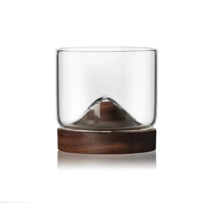 Copo de whisky Montanha com Base de Madeira